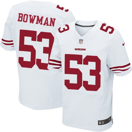 Men's Elite NaVorro Bowman Nike Jersey White Road - #53 NFL San Francisco 49ers